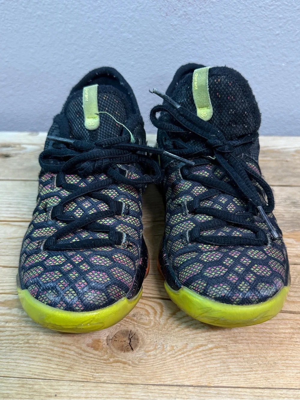 Nike Kids Black Neon Yellow Pink Mesh Sneakers